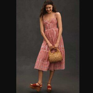 Anthropologie Red & White Gingham Midi Sundress